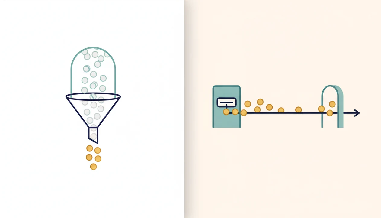 An abstract split-path illustration contrasts free entry with upfront payment in app business models.