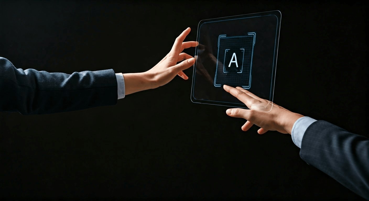 Close view of hands using AI interface